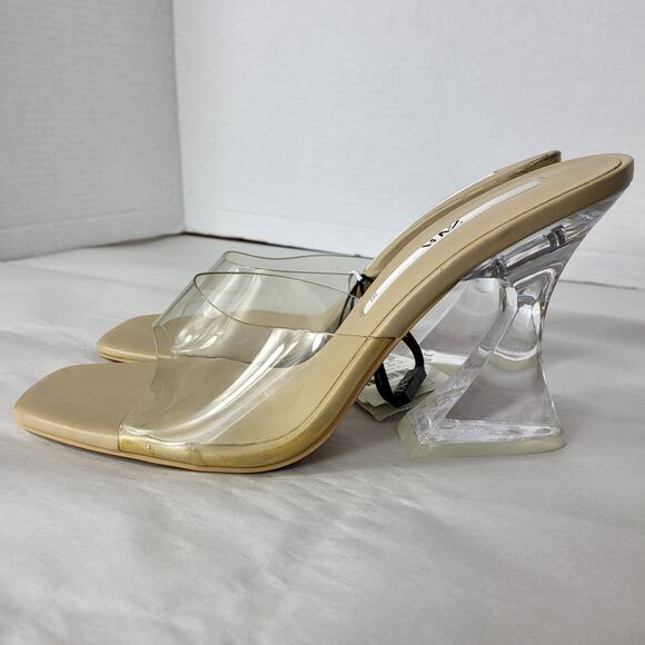 Zara Size 8 Clear Slip ON Acrylic Pump Slide High Heel Shoes Mule NWT *Flaw 726 - Picture 2 of 12